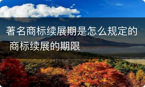 著名商标续展期是怎么规定的 商标续展的期限