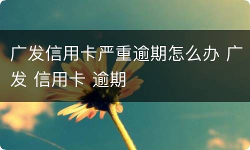 广发信用卡严重逾期怎么办 广发 信用卡 逾期