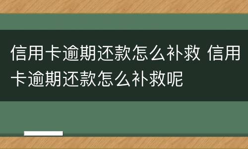 信用卡逾期还款怎么补救 信用卡逾期还款怎么补救呢