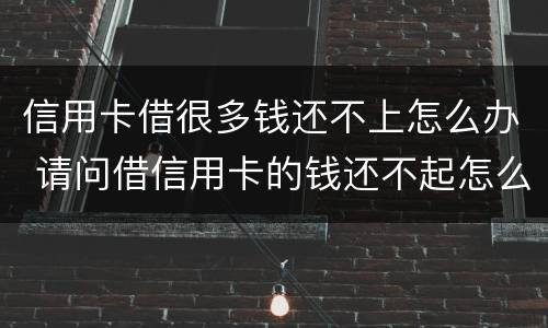 信用卡借很多钱还不上怎么办 请问借信用卡的钱还不起怎么办?