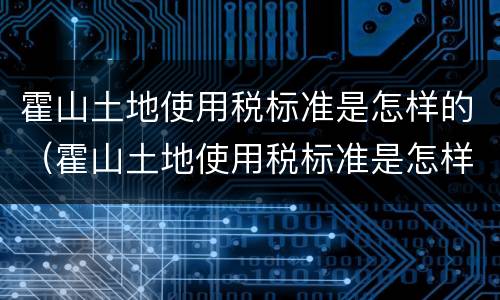 霍山土地使用税标准是怎样的（霍山土地使用税标准是怎样的呢）