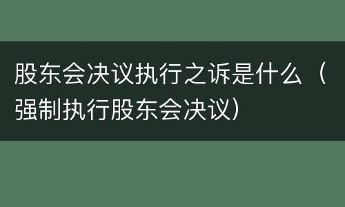 股东会决议执行之诉是什么（强制执行股东会决议）