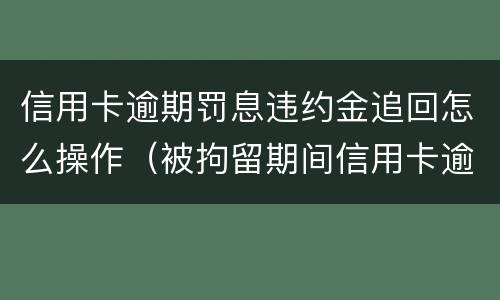 信用卡逾期罚息违约金追回怎么操作（被拘留期间信用卡逾期的利息违约金）