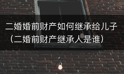二婚婚前财产如何继承给儿子（二婚前财产继承人是谁）