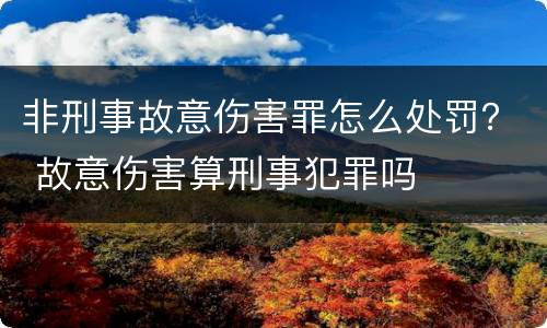 非刑事故意伤害罪怎么处罚？ 故意伤害算刑事犯罪吗