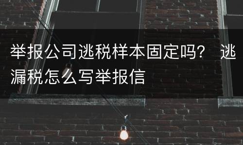 举报公司逃税样本固定吗？ 逃漏税怎么写举报信