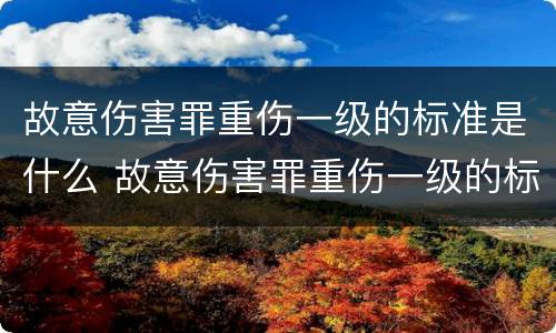 故意伤害罪重伤一级的标准是什么 故意伤害罪重伤一级的标准是什么呢