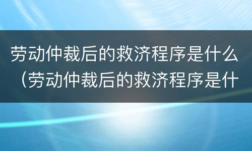 劳动仲裁后的救济程序是什么（劳动仲裁后的救济程序是什么样的）