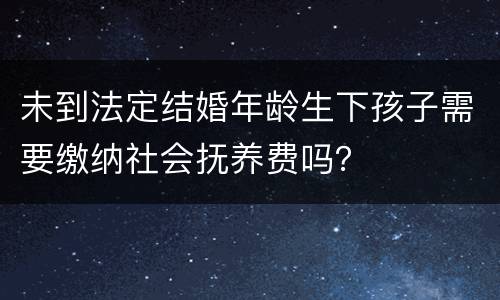 未到法定结婚年龄生下孩子需要缴纳社会抚养费吗？