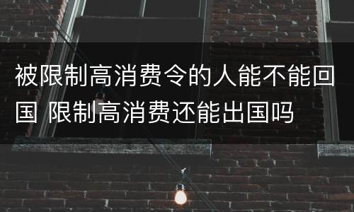 被限制高消费令的人能不能回国 限制高消费还能出国吗