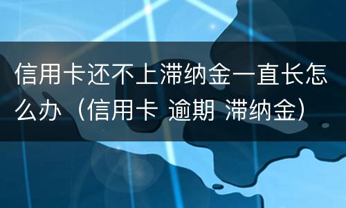 信用卡还不上滞纳金一直长怎么办（信用卡 逾期 滞纳金）