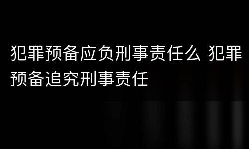 犯罪预备应负刑事责任么 犯罪预备追究刑事责任