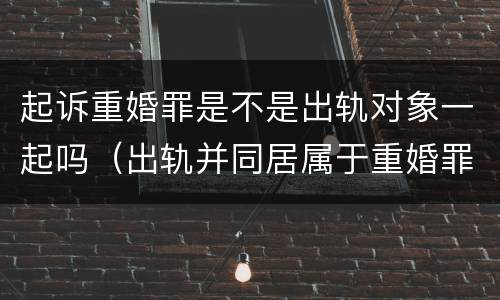 起诉重婚罪是不是出轨对象一起吗（出轨并同居属于重婚罪吗）