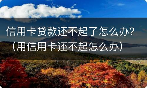 信用卡贷款还不起了怎么办？（用信用卡还不起怎么办）