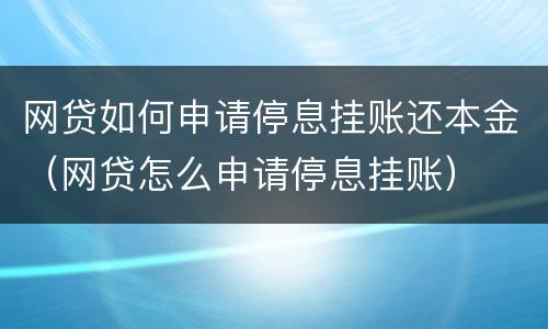 网贷如何申请停息挂账还本金（网贷怎么申请停息挂账）