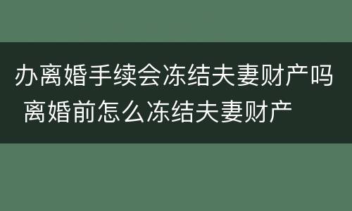 办离婚手续会冻结夫妻财产吗 离婚前怎么冻结夫妻财产