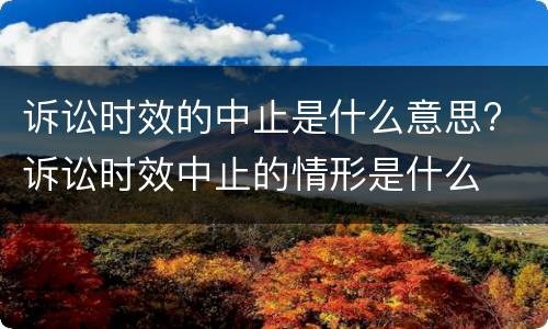 诉讼时效的中止是什么意思? 诉讼时效中止的情形是什么