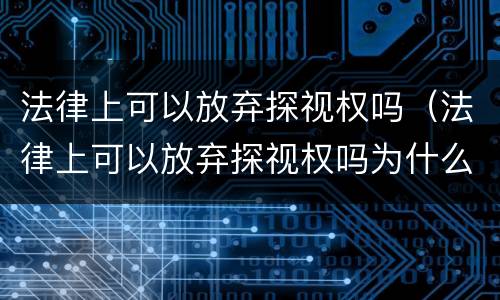 法律上可以放弃探视权吗（法律上可以放弃探视权吗为什么）