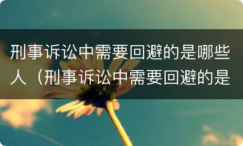 刑事诉讼中需要回避的是哪些人（刑事诉讼中需要回避的是哪些人员）