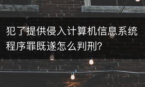 犯了提供侵入计算机信息系统程序罪既遂怎么判刑？