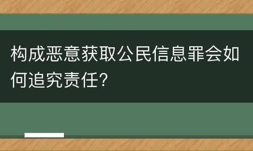 构成恶意获取公民信息罪会如何追究责任?
