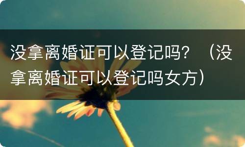 没拿离婚证可以登记吗？（没拿离婚证可以登记吗女方）