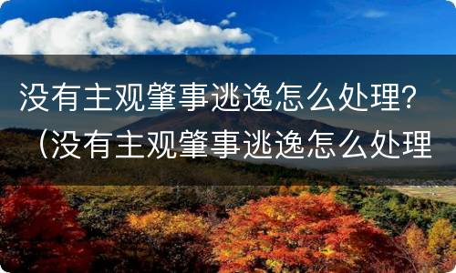 没有主观肇事逃逸怎么处理？（没有主观肇事逃逸怎么处理）