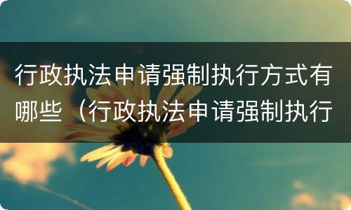 行政执法申请强制执行方式有哪些（行政执法申请强制执行方式有哪些种类）