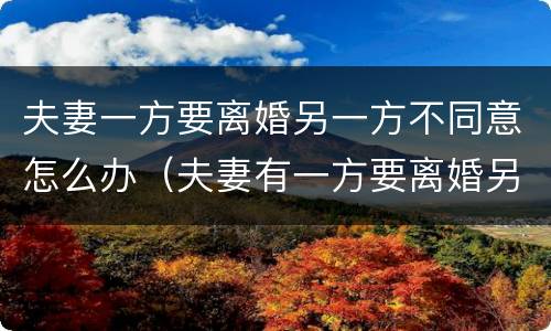夫妻一方要离婚另一方不同意怎么办（夫妻有一方要离婚另一方不同意怎么办）