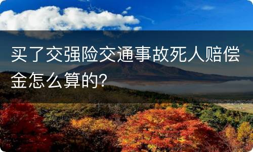 买了交强险交通事故死人赔偿金怎么算的？