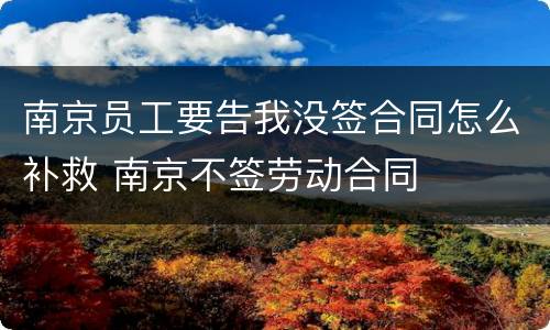 南京员工要告我没签合同怎么补救 南京不签劳动合同