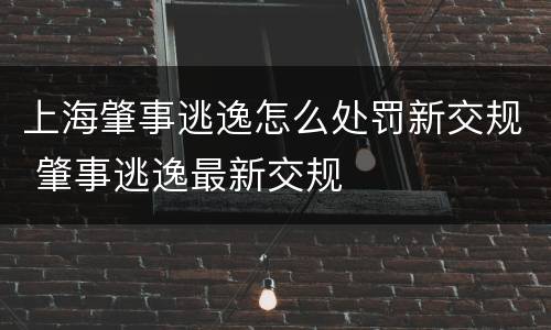 上海肇事逃逸怎么处罚新交规 肇事逃逸最新交规