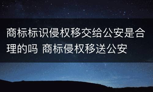 商标标识侵权移交给公安是合理的吗 商标侵权移送公安