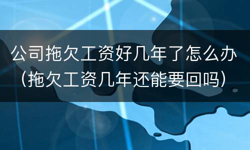 公司拖欠工资好几年了怎么办（拖欠工资几年还能要回吗）