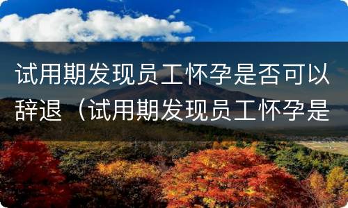 试用期发现员工怀孕是否可以辞退（试用期发现员工怀孕是否可以辞退员工）