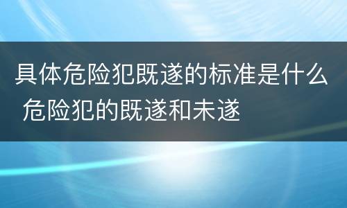 具体危险犯既遂的标准是什么 危险犯的既遂和未遂