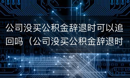 公司没买公积金辞退时可以追回吗（公司没买公积金辞退时可以追回吗合法吗）