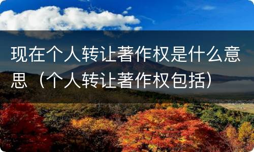 现在个人转让著作权是什么意思（个人转让著作权包括）