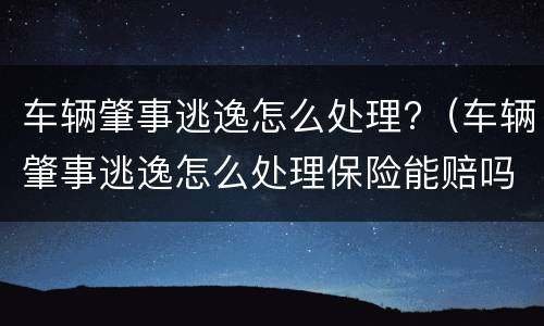 车辆肇事逃逸怎么处理?（车辆肇事逃逸怎么处理保险能赔吗）