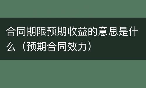 合同期限预期收益的意思是什么（预期合同效力）