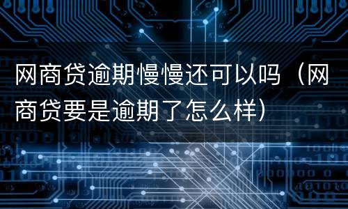 网商贷逾期慢慢还可以吗（网商贷要是逾期了怎么样）