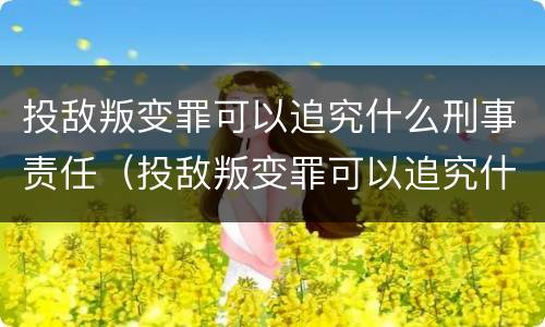 投敌叛变罪可以追究什么刑事责任（投敌叛变罪可以追究什么刑事责任）