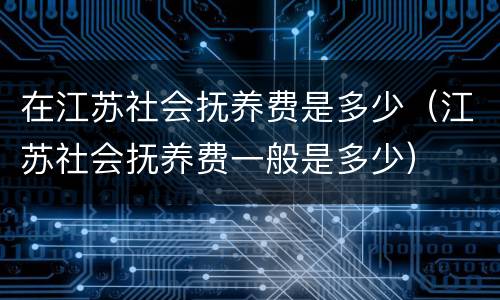 在江苏社会抚养费是多少（江苏社会抚养费一般是多少）