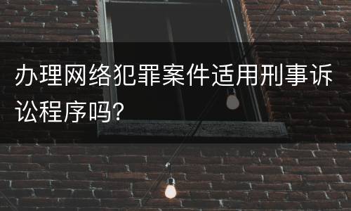办理网络犯罪案件适用刑事诉讼程序吗？