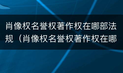 肖像权名誉权著作权在哪部法规（肖像权名誉权著作权在哪部法规里）