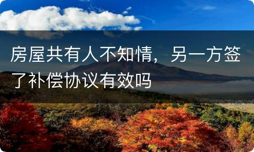 房屋共有人不知情，另一方签了补偿协议有效吗