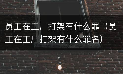 员工在工厂打架有什么罪（员工在工厂打架有什么罪名）