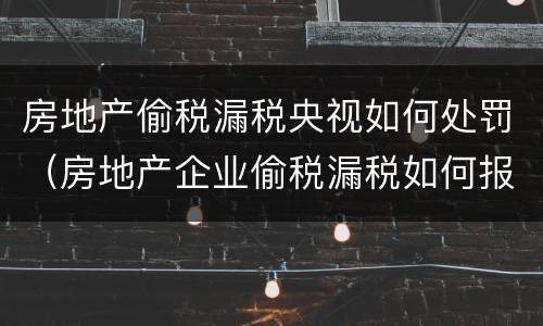 房地产偷税漏税央视如何处罚（房地产企业偷税漏税如何报案）