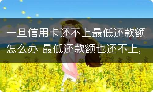 一旦信用卡还不上最低还款额怎么办 最低还款额也还不上,怎么办