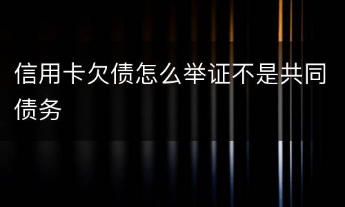 信用卡欠债怎么举证不是共同债务